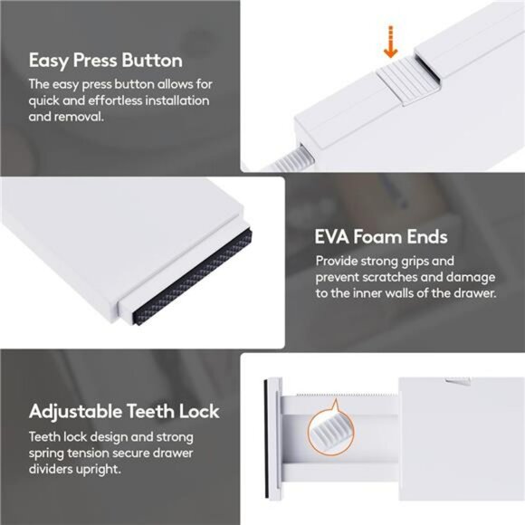 Adjustable Drawer Dividers 5 Pack Expandable Organizers for Clothes Kitchen - Picture 6 of 7